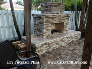 DIY Outdoor Fireplace under pergola