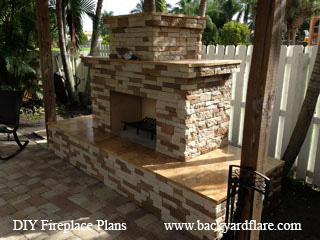 DIY Outdoor Fireplace under pergola