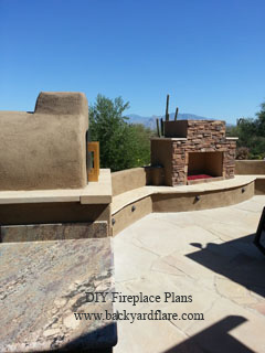 DIY Outdoor Fireplace and Pizza Oven with seating